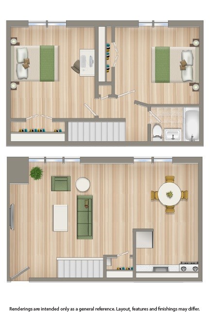 Floor plan for 2 beds, 1 bath, 900 sqft